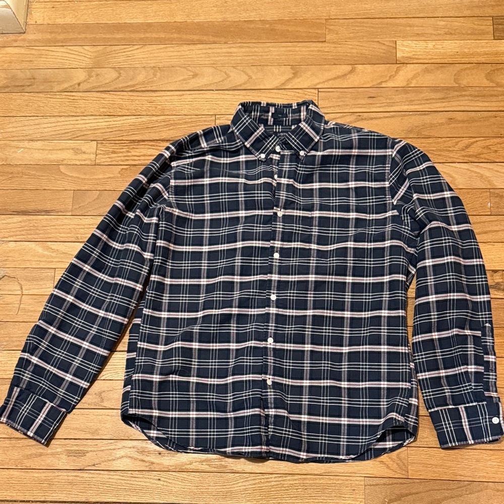 J. Crew Blue and White Plaid Button Down Shirt